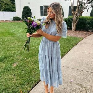 Blue Lace Midi Dress